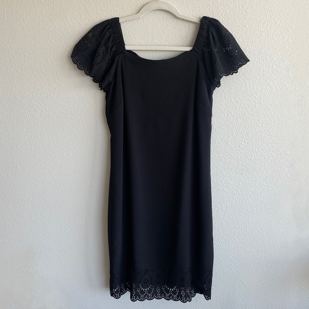 Elle Square Neck Ruffle Hem Midi Dress - Black